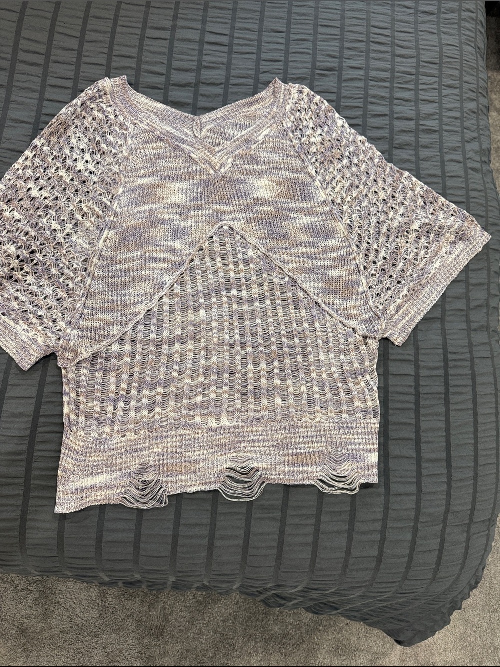 POL Lavender Heather Knit Short Sleeve Sweater